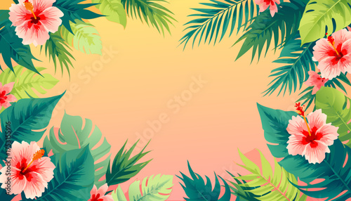 Vibrant Tropical Flowers & Foliage Background