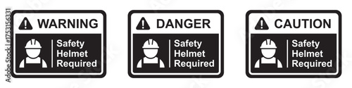Helmet safety required signs icon, vector illustration
