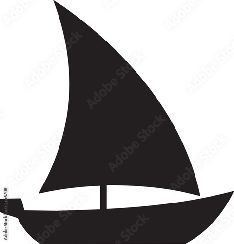Coastal Culture Silhouettes Traditional Boat Triangular Sail Regional Transport Historical Shipping Icon