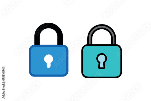 Two colorful padlocks side by side a simple security illustration silhouette