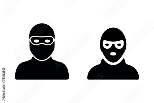 Two masked figures with goggles a stark and simple silhouette