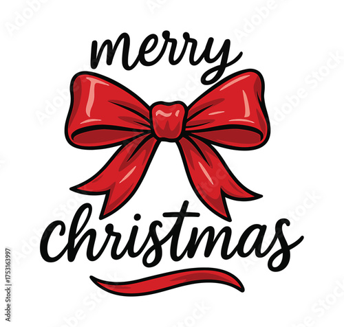 “Red Ribbon Merry Christmas Joy”
