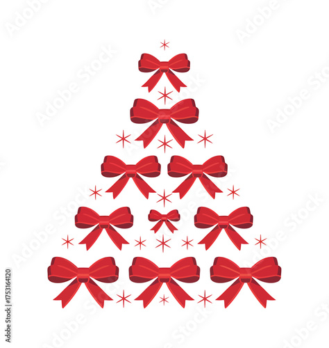“Red Bow Christmas Tree Shape”