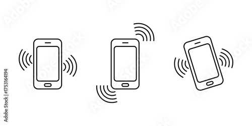 Εκτύπωση καμβά Vibrating smartphone with signal wave vector on white background