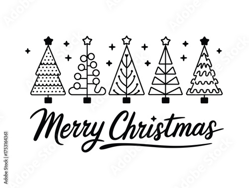 “Minimalist Christmas Trees Typography Design”