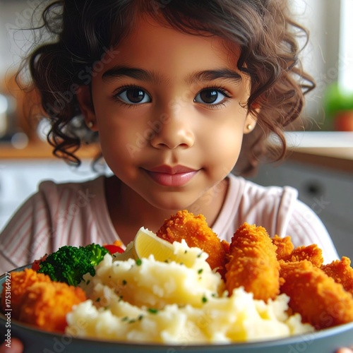 Kind mit Fischstäbchen