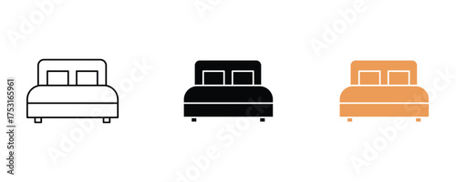 Bed icon set vector on white background. bedroom, sleep, rest, comfort, home, interior, design, hotel, motel, accommodation, symbol.