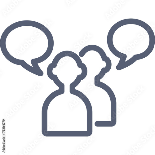 Abstract Representation of Communication and Dialogue Between Two People with Speech Bubbles in a Minimalist Style on a Transparent Background