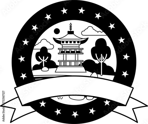 black and white logotype of Japanese pavilion