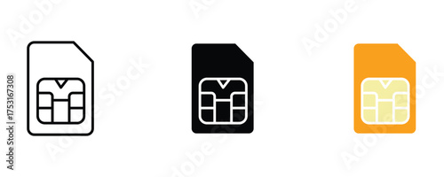 Sim card icon set vector on white background.  mobile, phone, cellular, network, communication, technology, design, graphic, symbol, symbol.