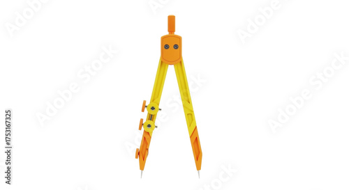 Isolated compass drawing instrument tool for graphics and drafting tasks on paper sheet work