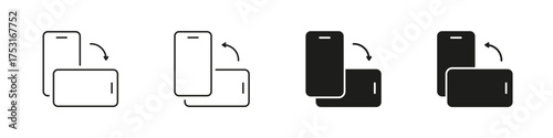 Smartphone Rotation Orientation Icon Set. Device Screen Rotation, Landscape And Portrait Mode Adjustment Symbol Collection. Mobile Interface Adaptation. Isolated Vector Illustration