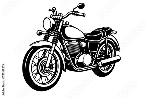 Classic motorcycle illustration in black and white