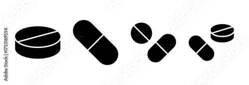 Pills icon vector illustration. capsule icon. Drug sign and symbol