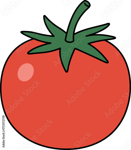 Vibrant ripe tomato cartoon illustration fresh produce healthy eating vector