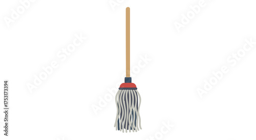 Isolated mop rendering showcasing cleaning equipment, useful for household cleaning or janitorial supply visual representation