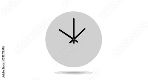 Minimalist Timepiece Illustration: Symbolic Representation of Time Passing, Presenting Clock Vector Design with Minute and Hour Hands Indicating a