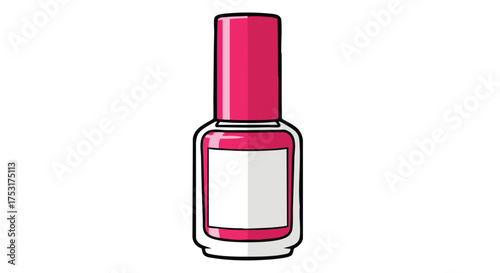 Vibrant fuchsia nail enamel bottle, a cosmetic essential for manicured nails and a touch of personal style enhancing overall glamour