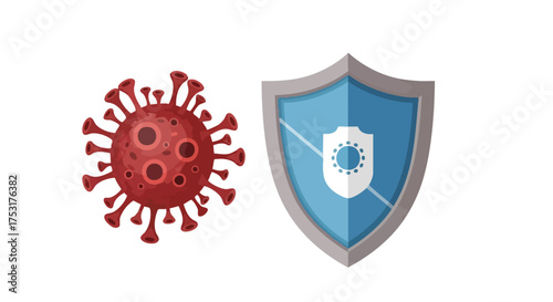 Conceptual Illustration of Protection Against Viral Infection with Shield Design Against Pathogens