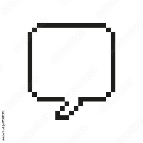 Talk Interface Box Outline Icon. Pixel Art Symbol of Text Dialog Window for Communication. Isolated Vector Illustration