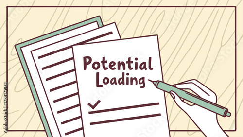 Potential loading document with checkmark and pen on a desk with other documents present nearby