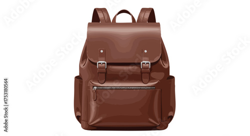 Stylish brown leather backpack with buckles and pockets for everyday adventures and urban explorations and daily use, perfect to carry books and