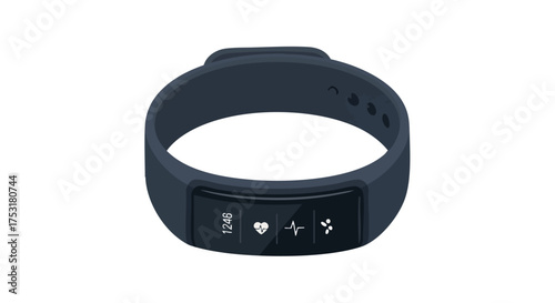 Sleek health tracker displaying current time, heart rate monitoring and activity data on screen showcase modern wellness gadget design