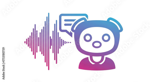 Ai chatbot voice assistant with sound waves for communication and technology applications design concept