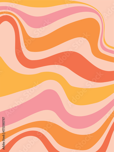 Retro Wavy Abstract Background in Warm Tones