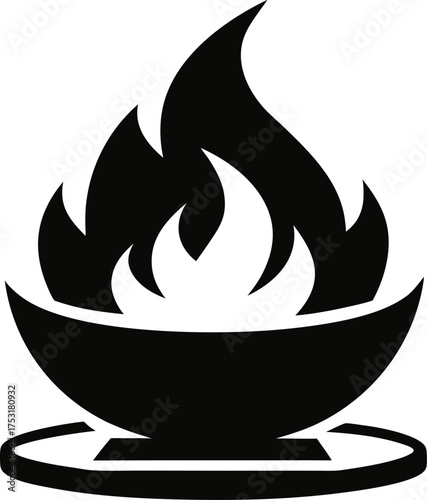 Simple fire pit icon silhouette vector illustration on white background