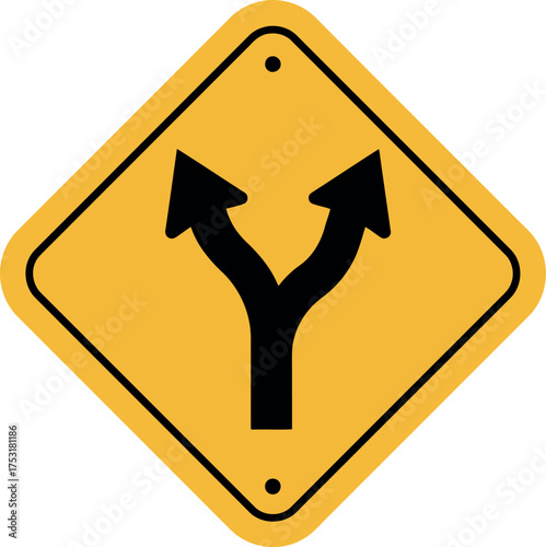 Road sign arrow split decision choice fork direction vector