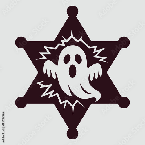 Ghost inside a sheriff star graphic spooky Halloween