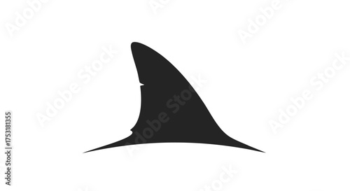 Distinct silhouette of a shark's dorsal fin, simple and minimalist design evoking marine life imagery and the open ocean predators threat