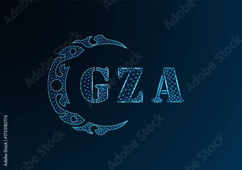 Low poly letter logo GZA design. GZA letter logo low poly vector design on blue color gradient background. GZA logo low poly design