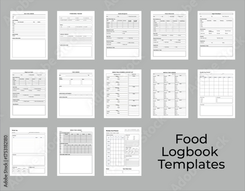 Food Logbook templates bundle vector illustration -EPS 10