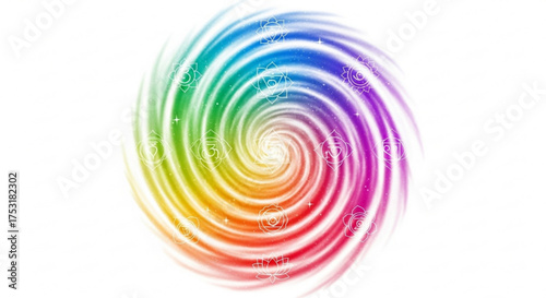 Chakra healing meditation spiritual energy rainbow vortex yoga wellness vibrant color therapy aura balance design