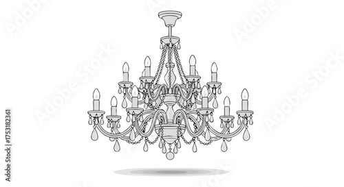 Elaborate chandelier with crystal embellishments isolated on a pristine white backdrop displaying elegance and sophistication in lighting design