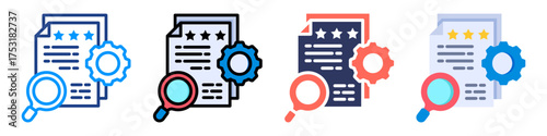 Management Review Icon Set Multiple Style Color Vector Illustration 