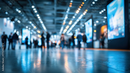 Wallpaper Mural Visitors navigate expansive event halls filled with glowing digital screens, capturing the energetic pace of a modern business exhibition. Torontodigital.ca