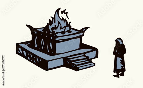 Vector drawing. Old Jewish Altar