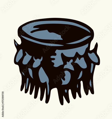 Vector drawing. Bronze sea with oxen from the Jerusalem temple