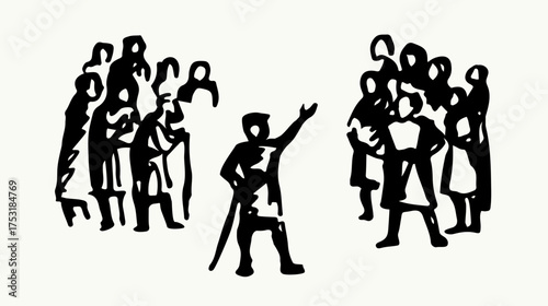 Vector drawing. Big people crowd