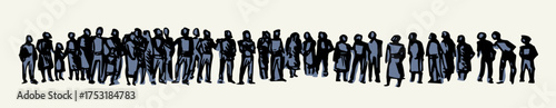 Vector drawing. Big people crowd