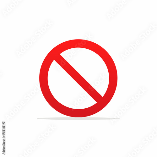 Red Prohibition Sign Circle with Slash Mark Simple Vector Illustration Graphics