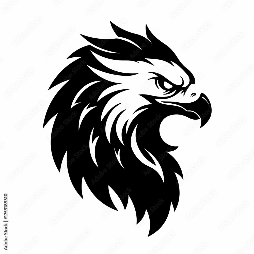 Obraz premium Detailed Black and White Eagle Head Mascot Logo Illustration
