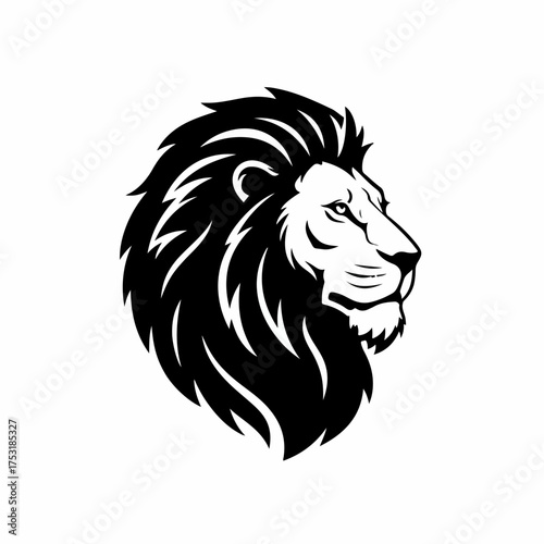 Wallpaper Mural Elegant Monochromatic Lion Head Profile Illustration Wildlife Animal Art Torontodigital.ca