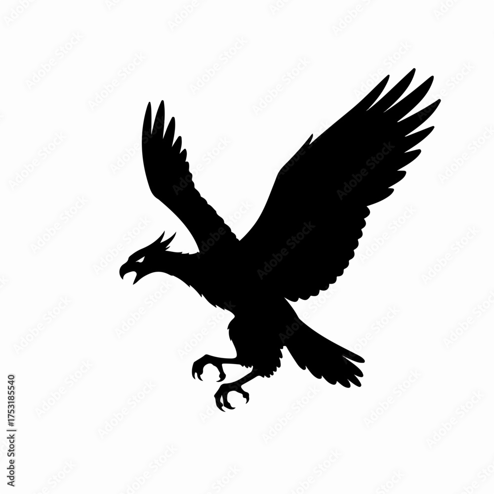 Obraz premium Silhouette Powerful Soaring Eagle Wild Animal Bird Wildlife Illustration