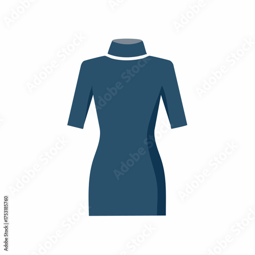 Fashionable blue dress with collar on mannequin vector illustration