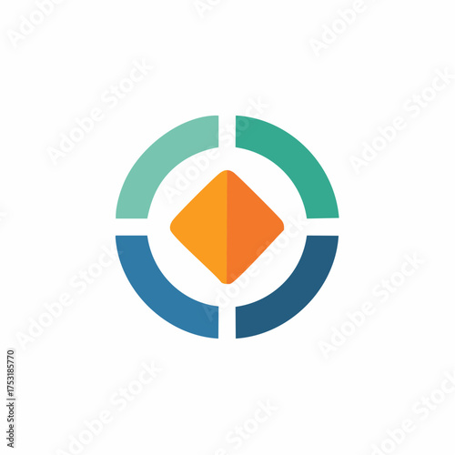 Free Download Abstract geometric circular design with a central orange rhombus element - GFXLoad