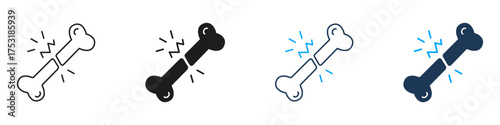 Broken Bone Line And Solid Icon Set. Fracture, Injury, And Orthopedic Health Symbol Collection. Medical Emergency And Trauma Care. Isolated Vector Illustration
